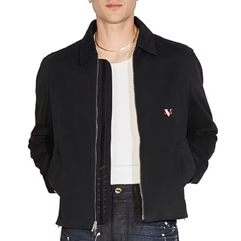 New designer Vayder Black Zip-Up Jacket Logo lightweight stretch twill jacket L